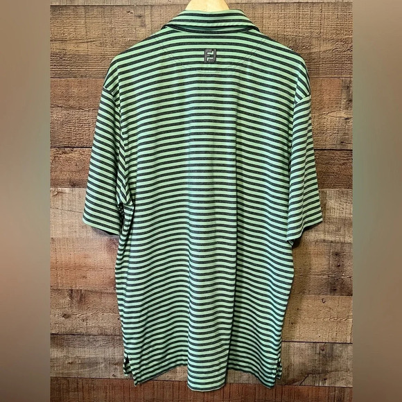 FootJoy Men’s size XL Green & Gray Striped Golf Polo performance shirt - Picture 2 of 7